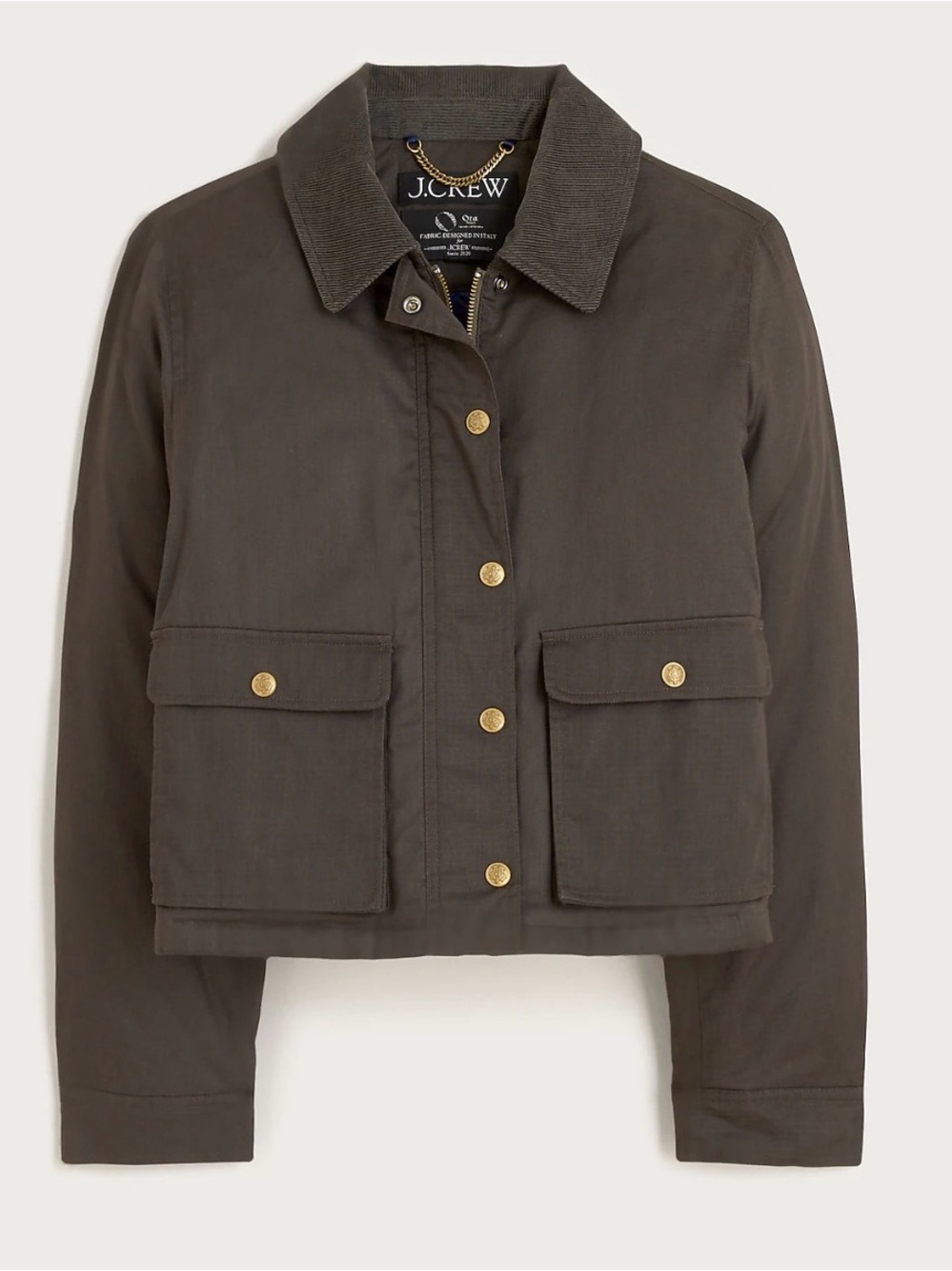 J. Crew Women's cropped Barn Jacket™ in ripstop cotton - Mossy Brown